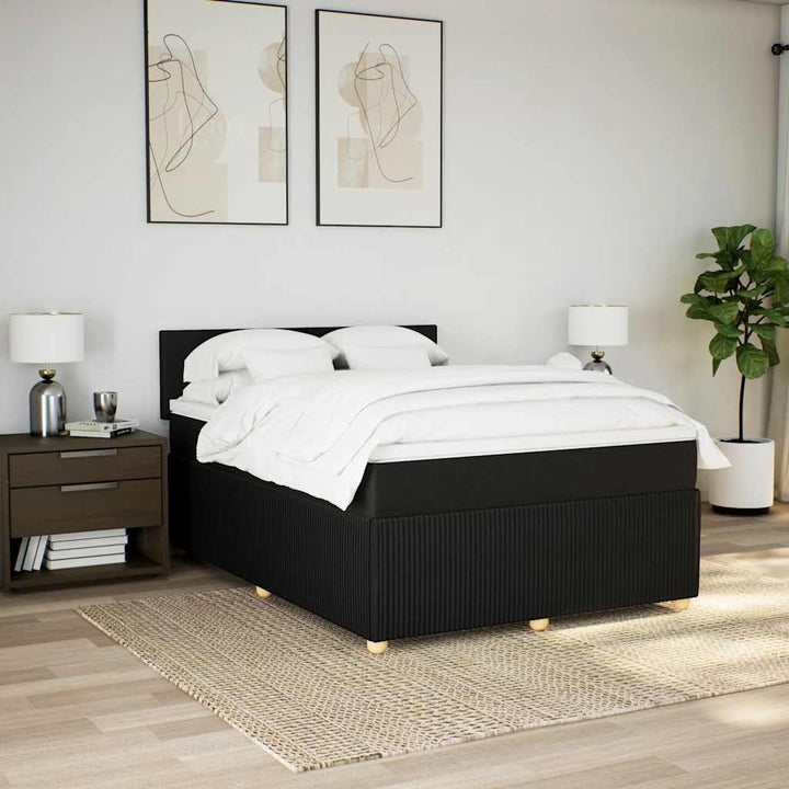 kontinentalseng med madras 140x200 cm stof sort