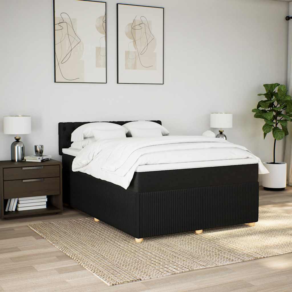 kontinentalseng med madras 140x200 cm stof sort