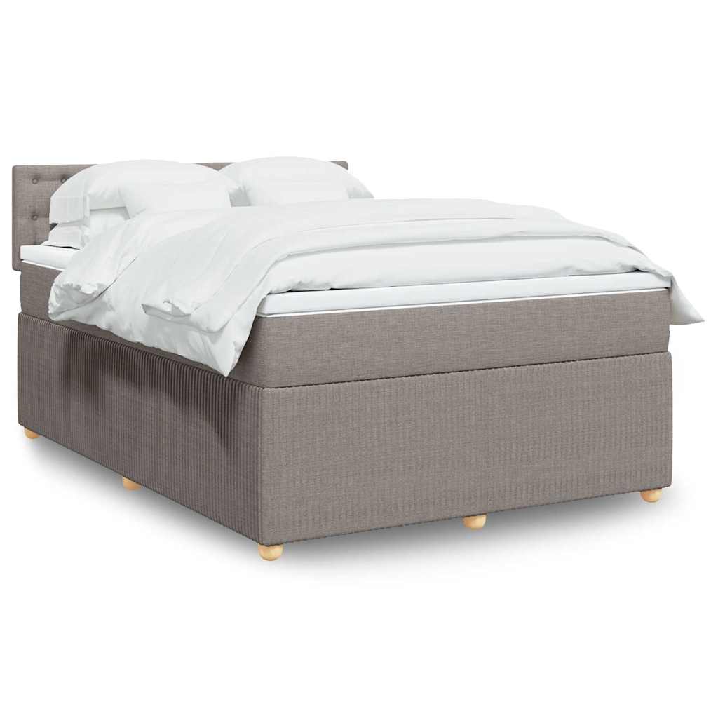 kontinentalseng med madras 140x200 cm stof gråbrun