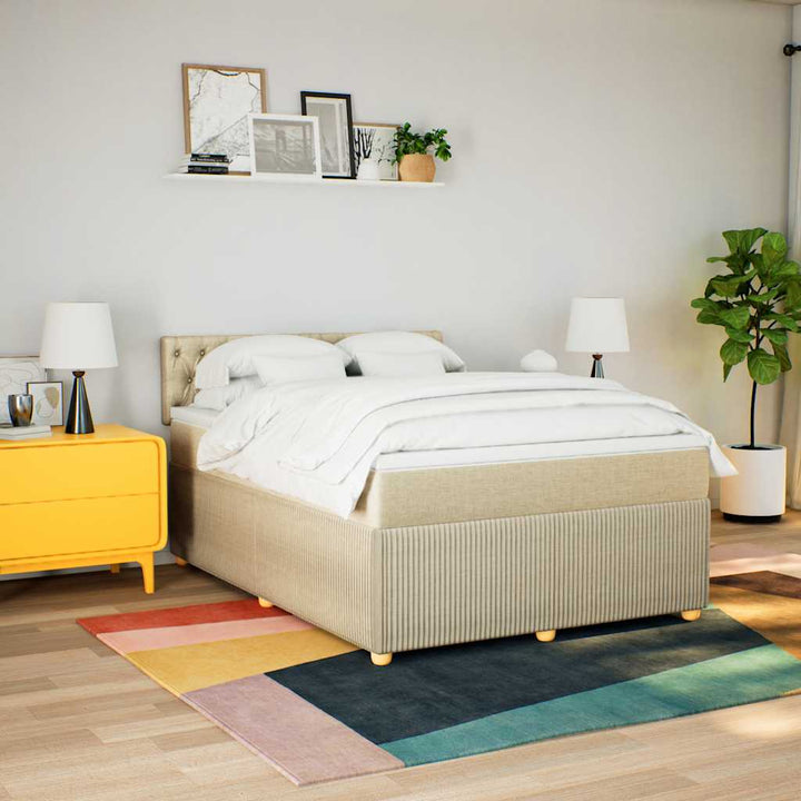 kontinentalseng med madras 160x200 cm stof cremefarvet