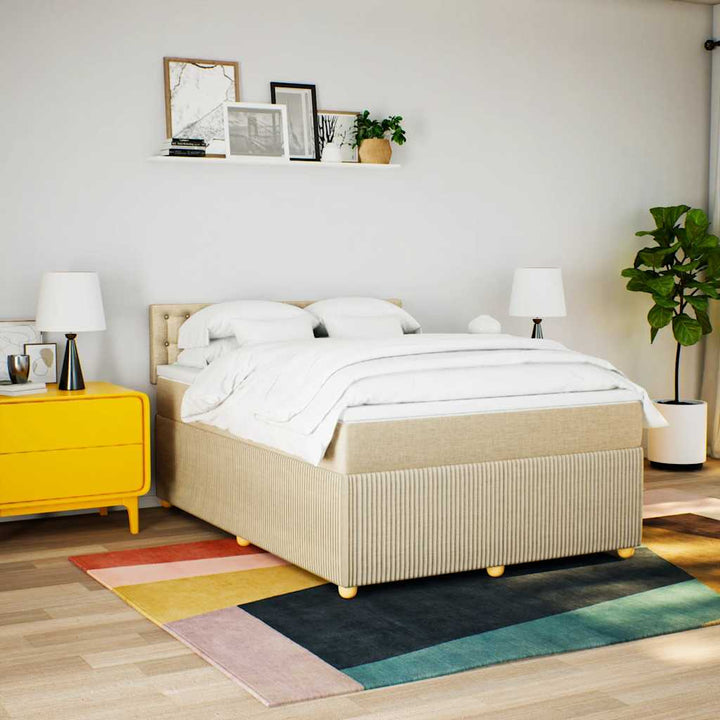 kontinentalseng med madras 160x200 cm stof cremefarvet