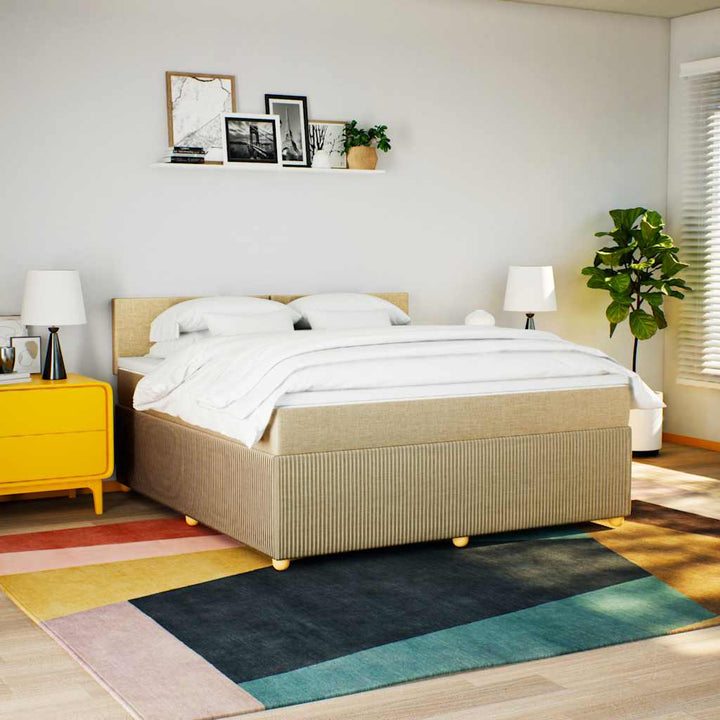 kontinentalseng med madras 180x200 cm stof cremefarvet