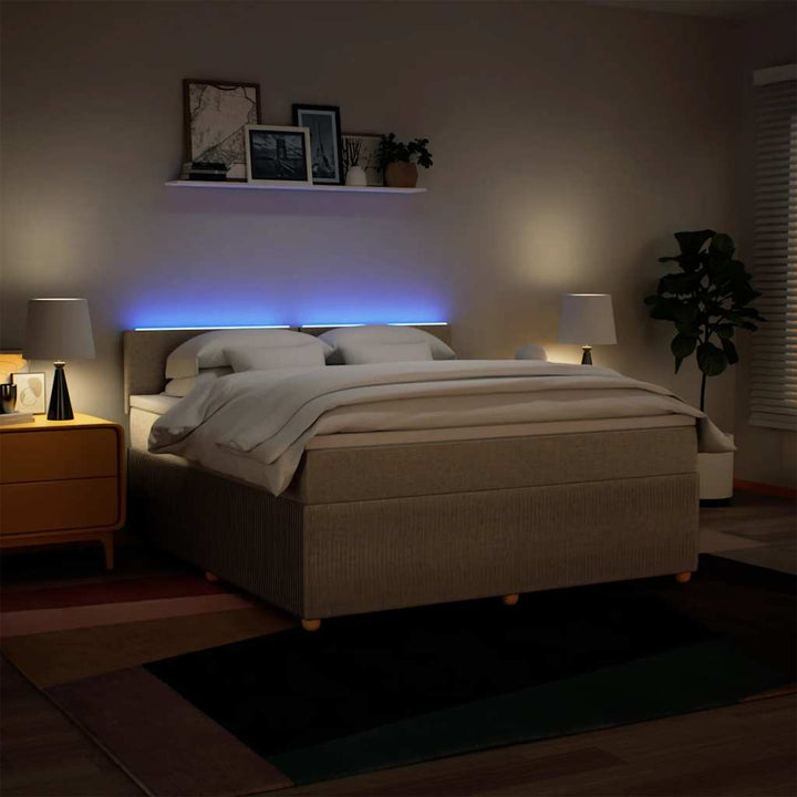 kontinentalseng med madras 180x200 cm stof cremefarvet