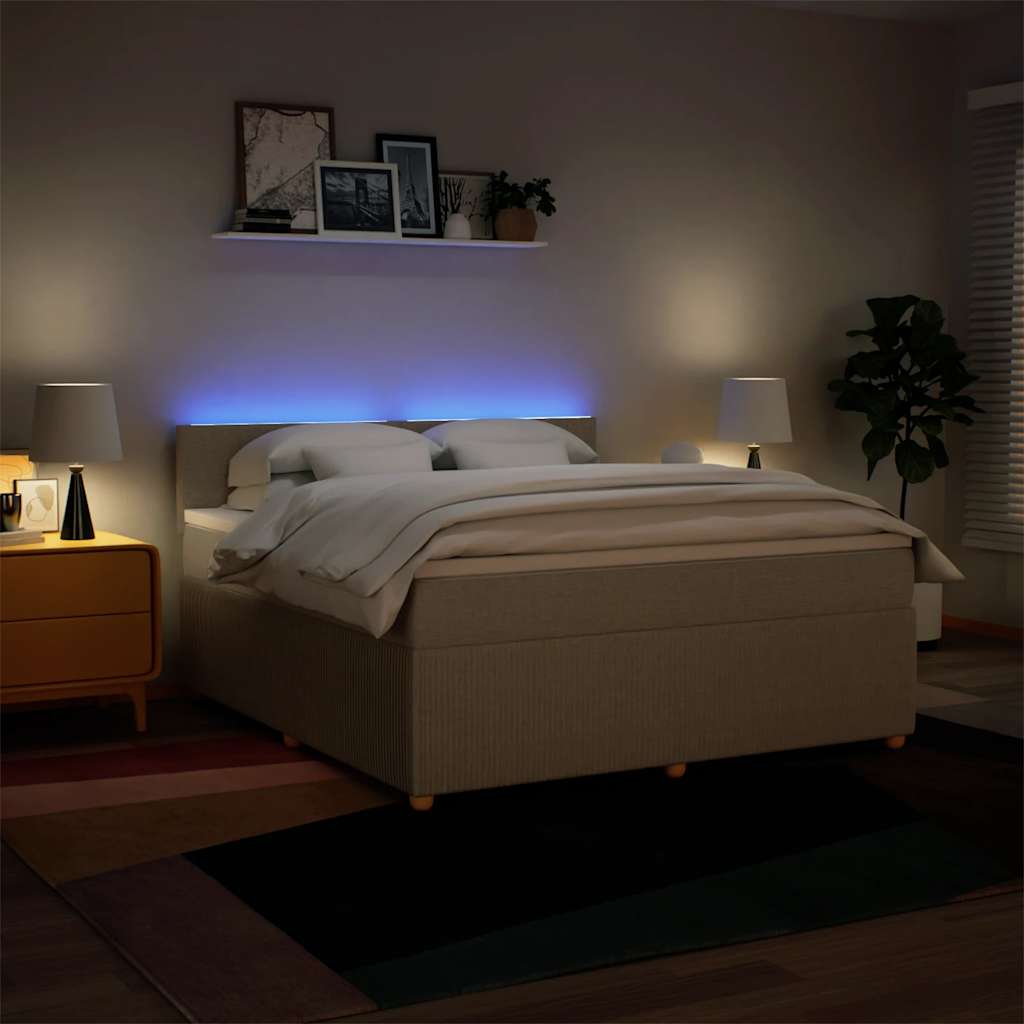 kontinentalseng med madras 180x200 cm stof cremefarvet