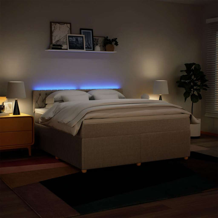 kontinentalseng med madras 180x200 cm stof cremefarvet