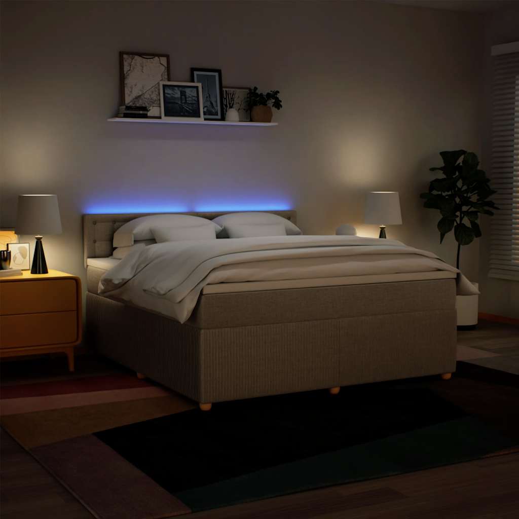 kontinentalseng med madras 180x200 cm stof cremefarvet