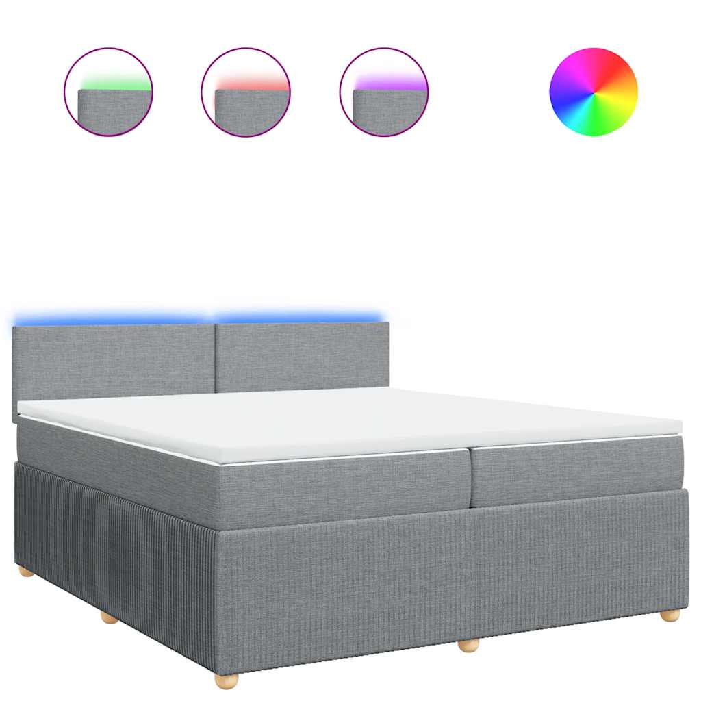 kontinentalseng med madras 200x200 cm stof lysegrå