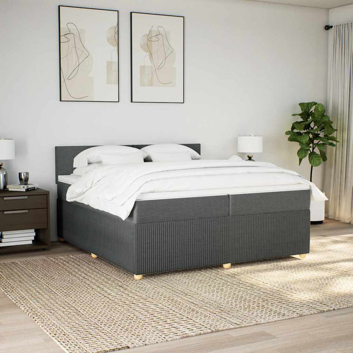 kontinentalseng med madras 200x200 cm stof mørkegrå