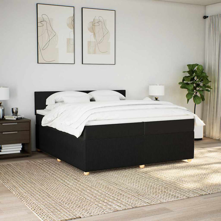 kontinentalseng med madras 200x200 cm stof sort