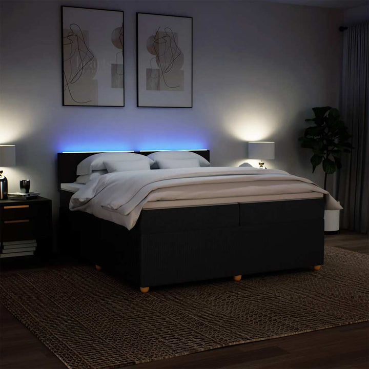 kontinentalseng med madras 200x200 cm stof sort