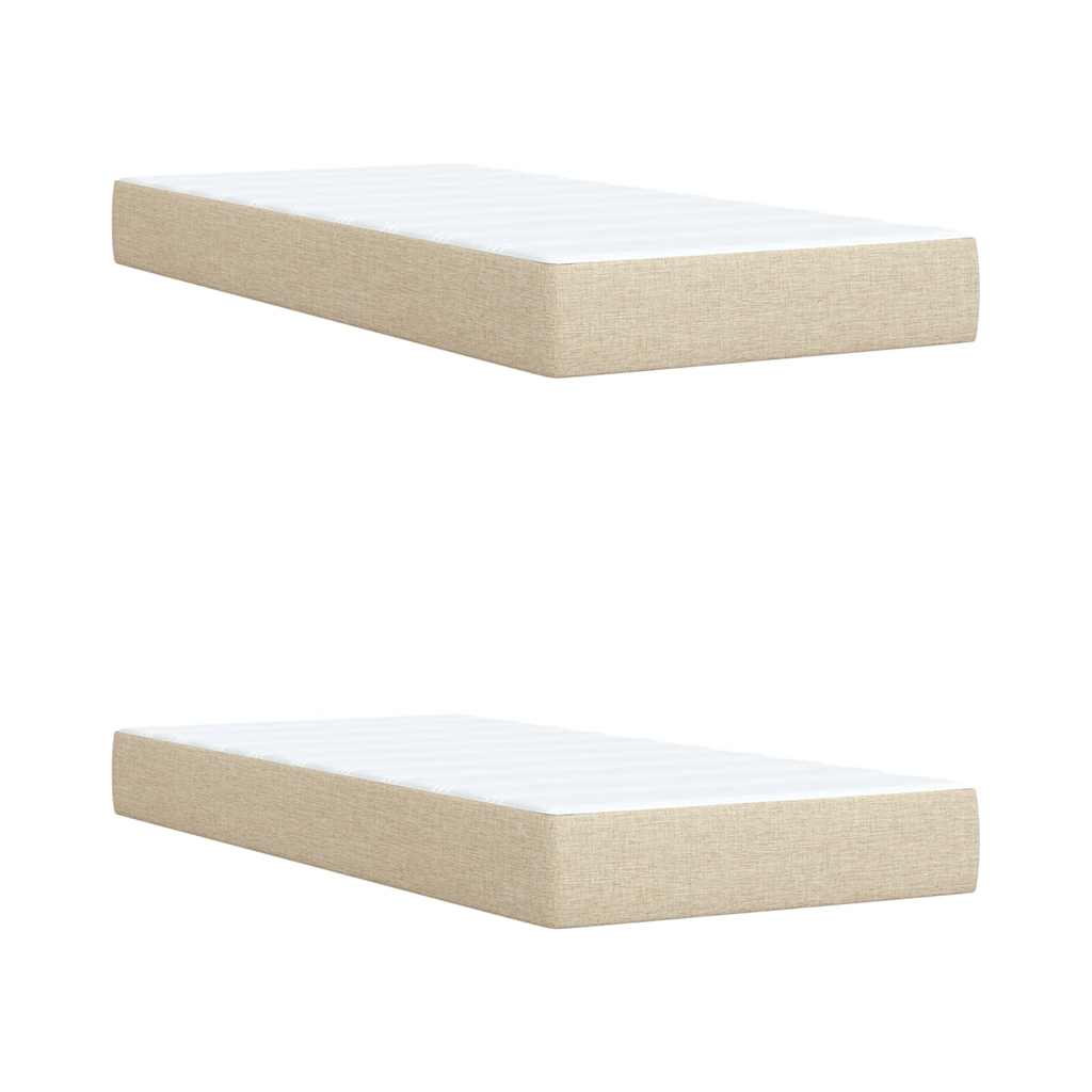 kontinentalseng med madras 200x200 cm stof cremefarvet