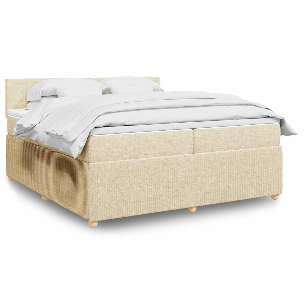 kontinentalseng med madras 200x200 cm stof cremefarvet