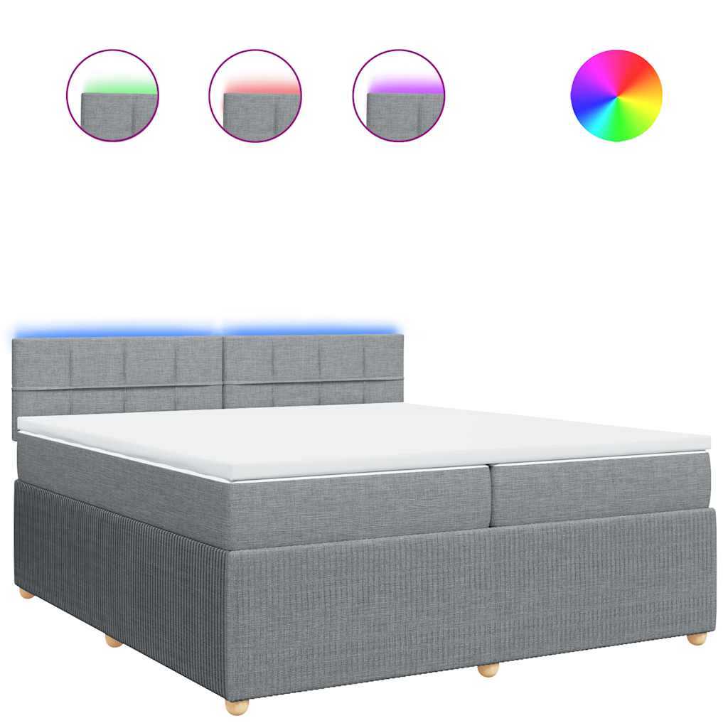 kontinentalseng med madras 200x200 cm stof lysegrå