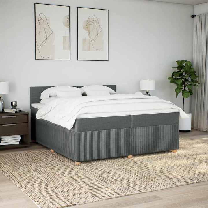 kontinentalseng med madras 200x200 cm stof mørkegrå