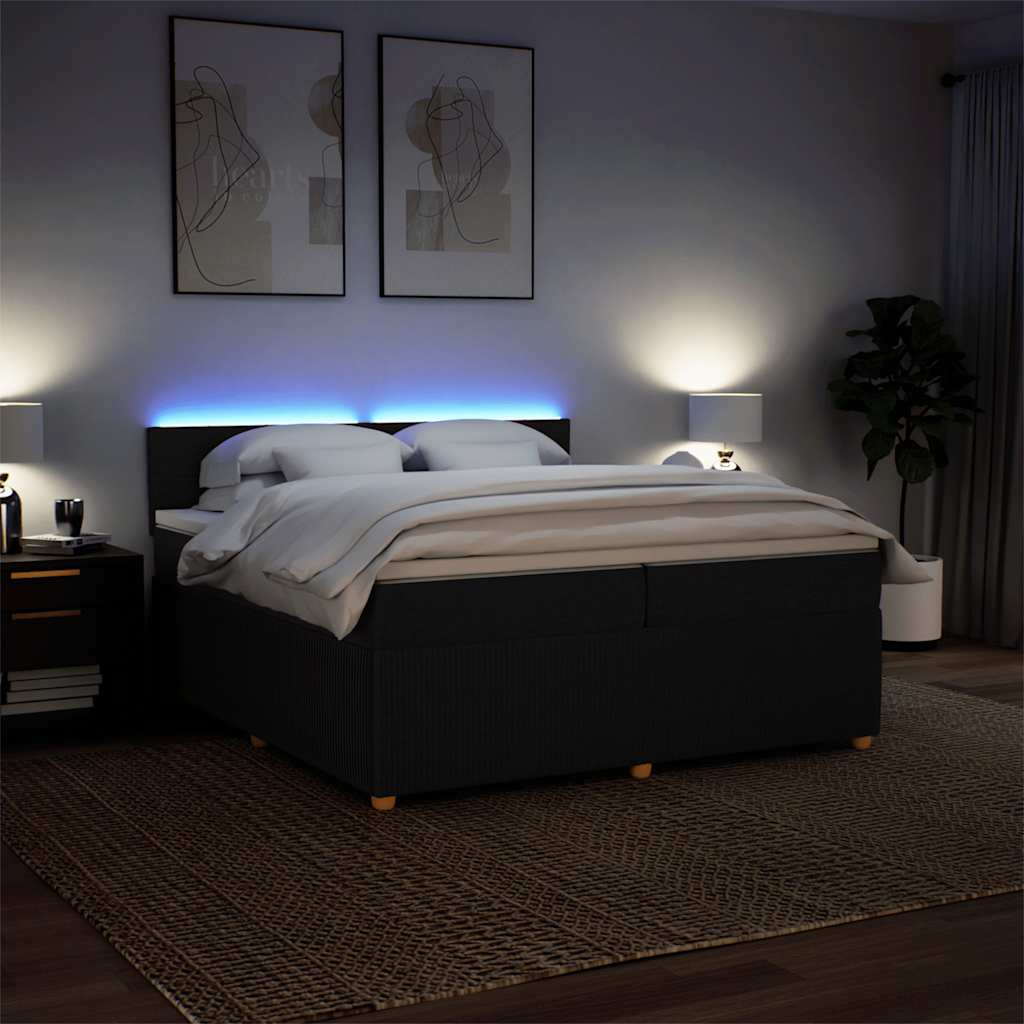 kontinentalseng med madras 200x200 cm stof sort