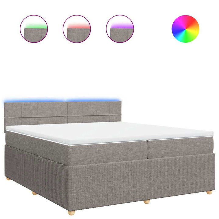 kontinentalseng med madras 200x200 cm stof gråbrun