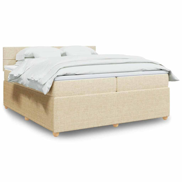kontinentalseng med madras 200x200 cm stof cremefarvet