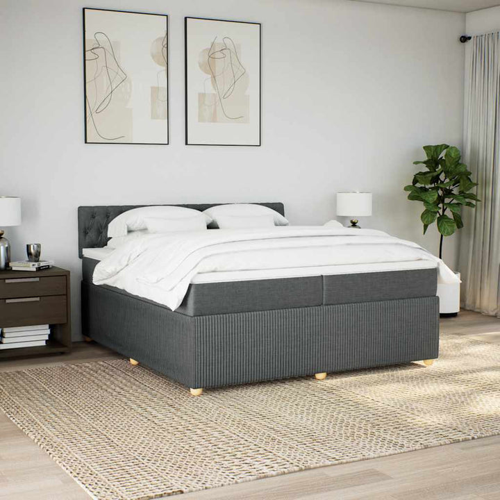 kontinentalseng med madras 200x200 cm stof mørkegrå