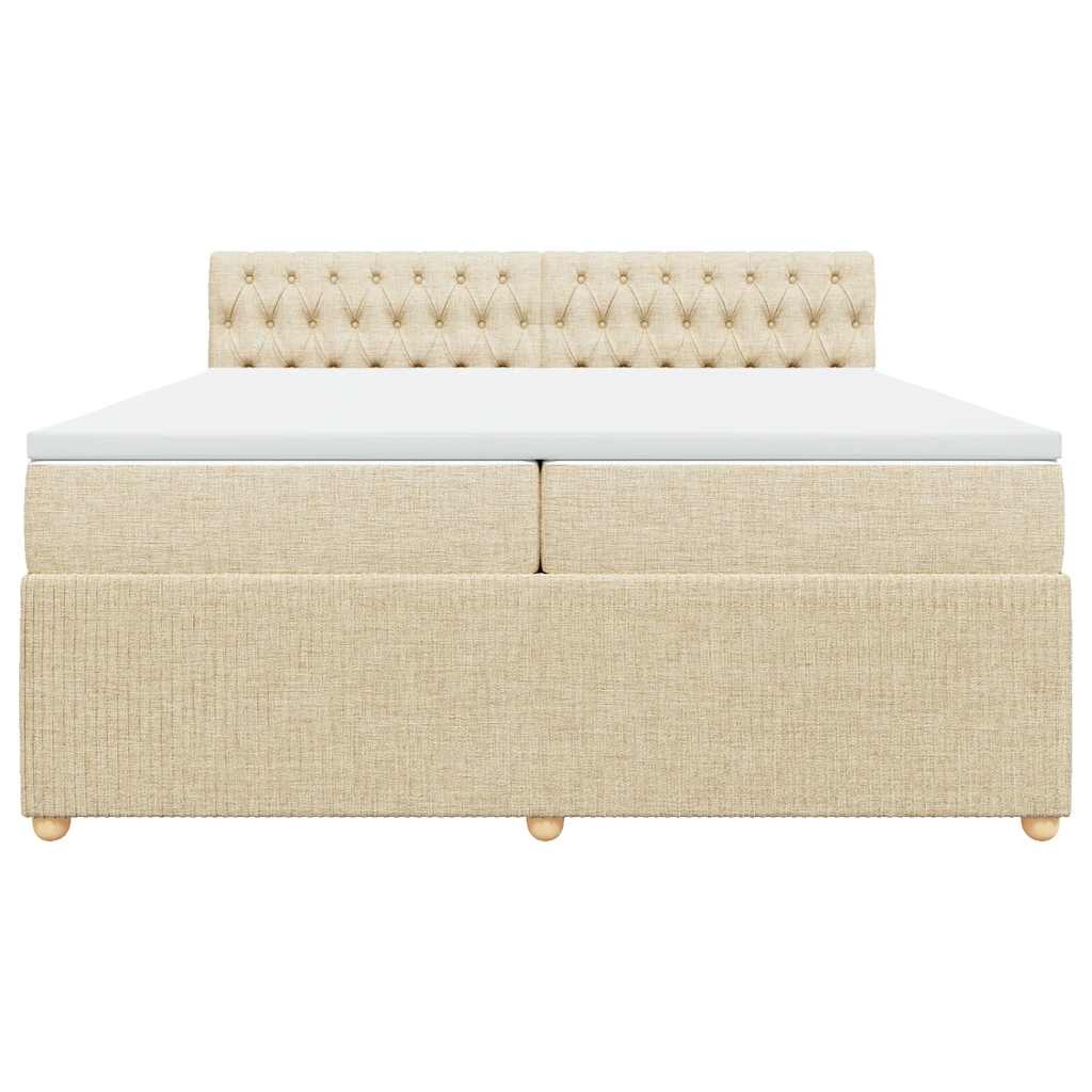 kontinentalseng med madras 200x200 cm stof cremefarvet