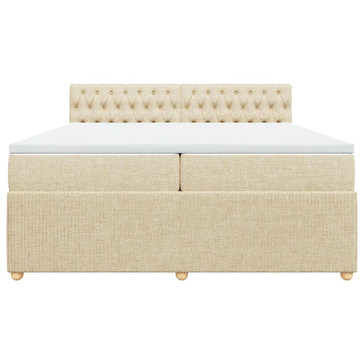 kontinentalseng med madras 200x200 cm stof cremefarvet