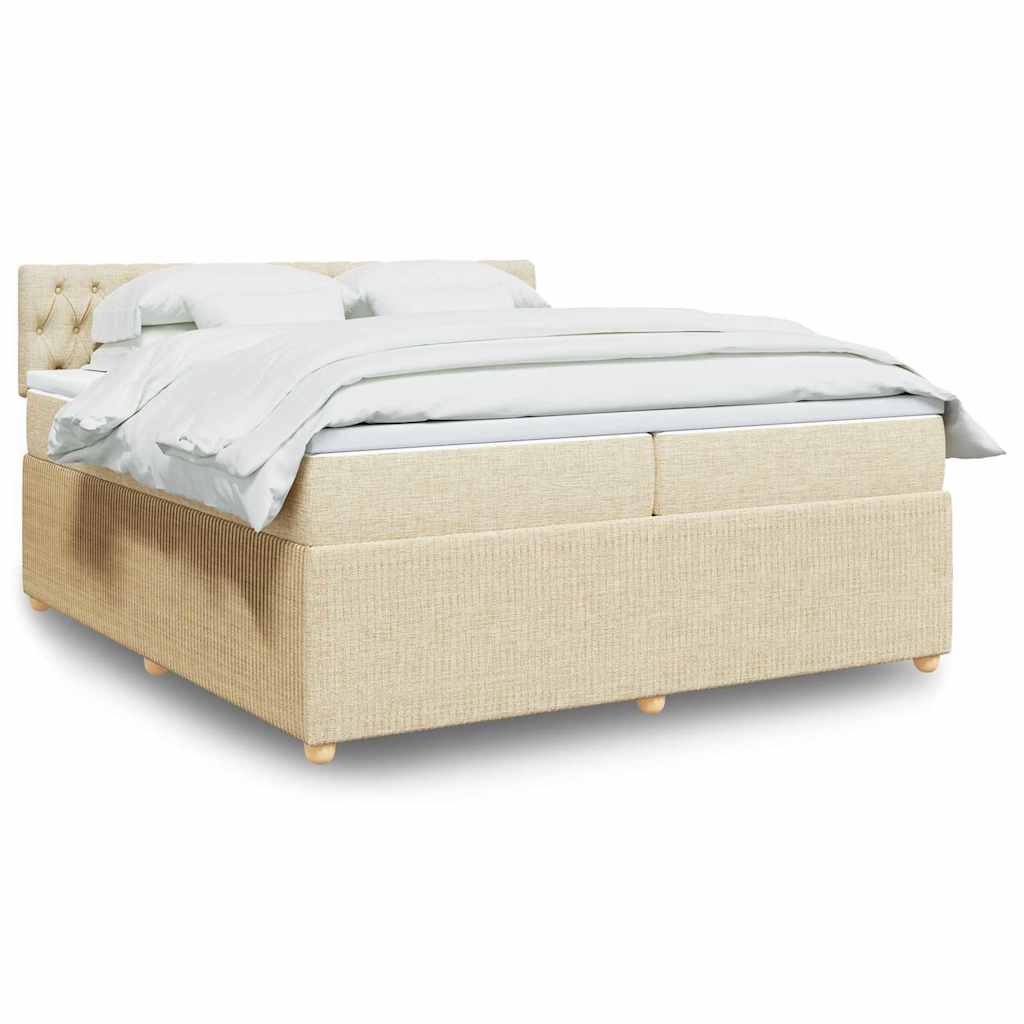 kontinentalseng med madras 200x200 cm stof cremefarvet