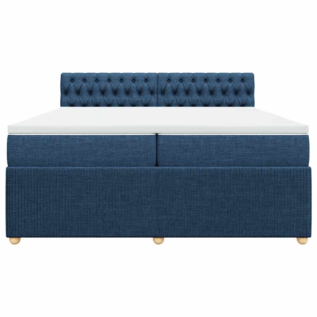 kontinentalseng med madras 200x200 cm stof blå