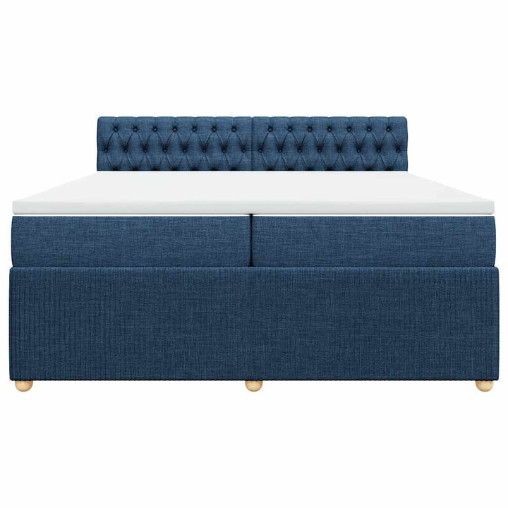 kontinentalseng med madras 200x200 cm stof blå