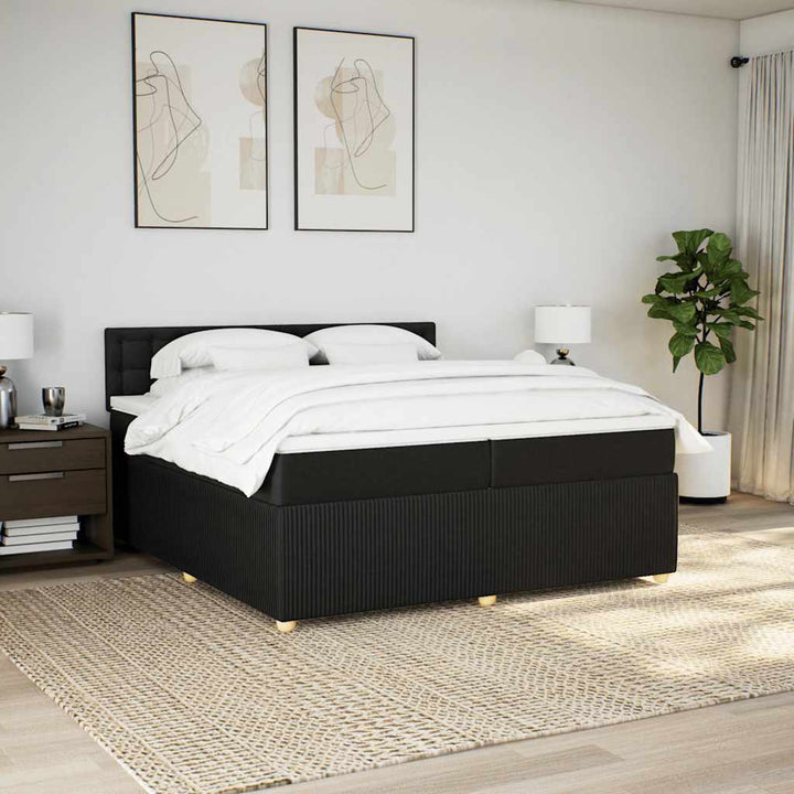 kontinentalseng med madras 200x200 cm stof sort