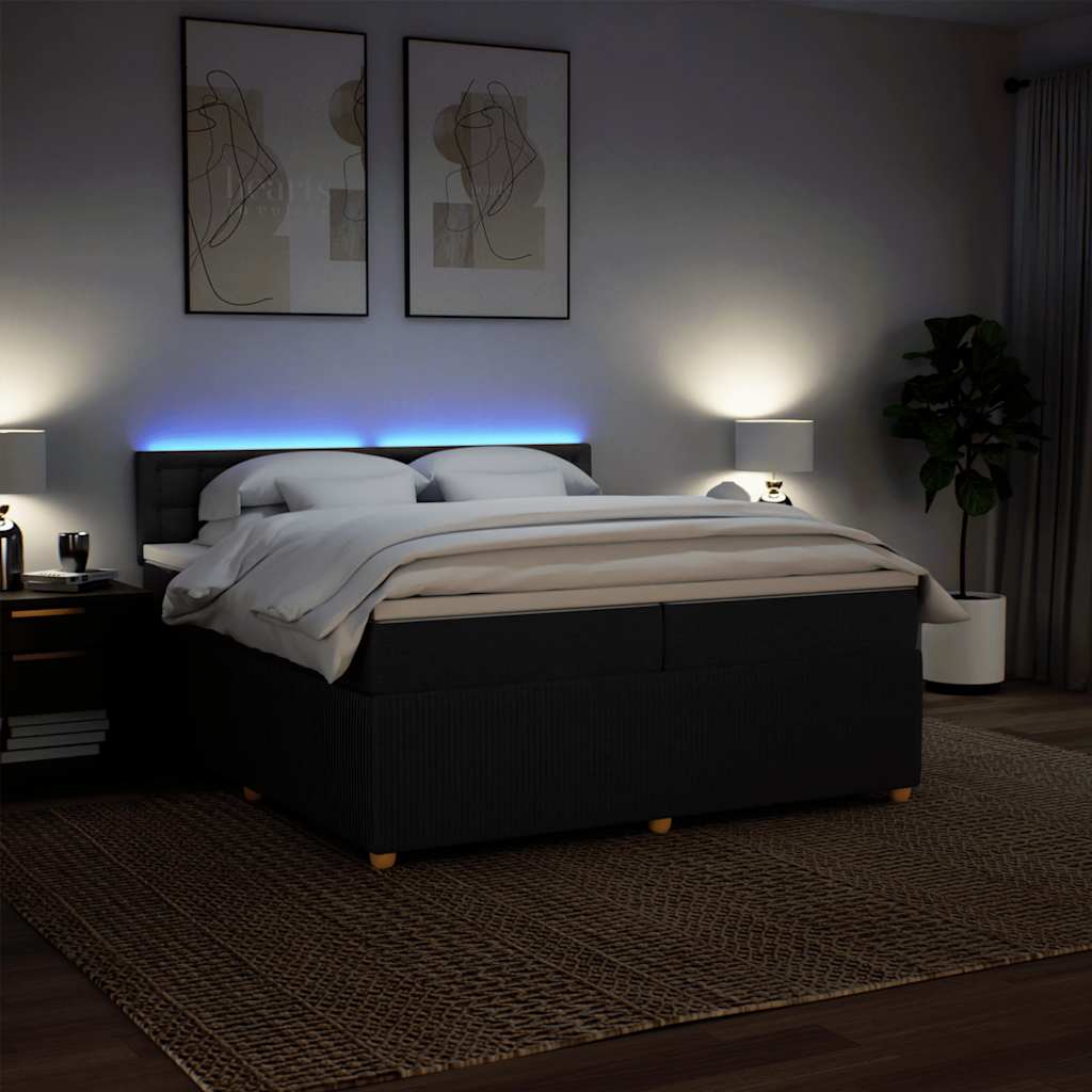 kontinentalseng med madras 200x200 cm stof sort