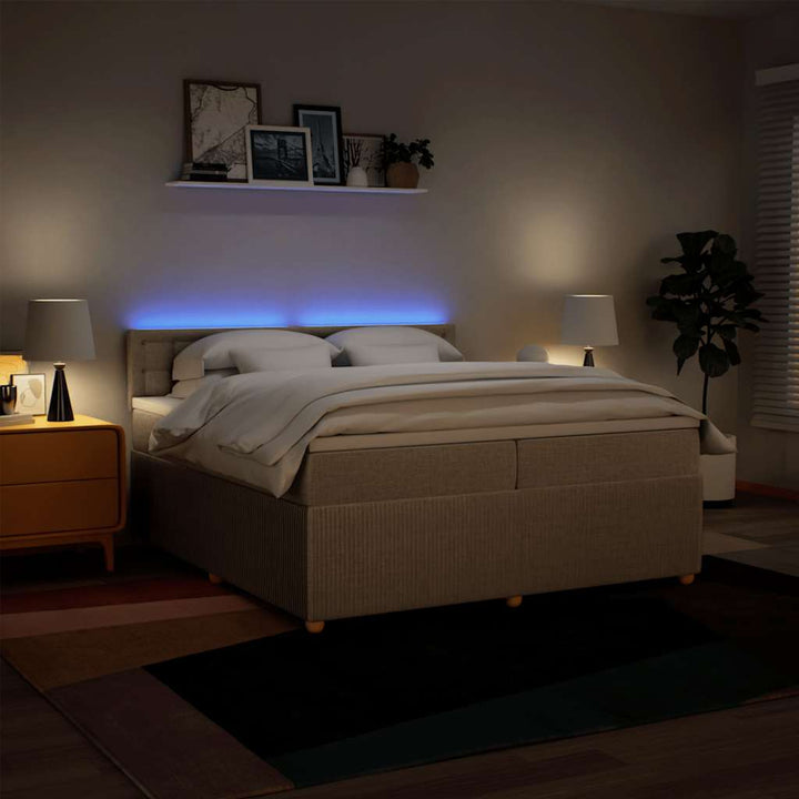 kontinentalseng med madras 200x200 cm stof cremefarvet