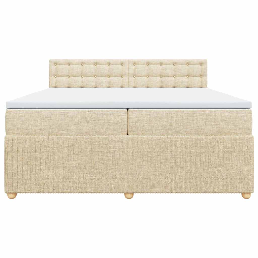 kontinentalseng med madras 200x200 cm stof cremefarvet