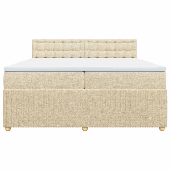 kontinentalseng med madras 200x200 cm stof cremefarvet