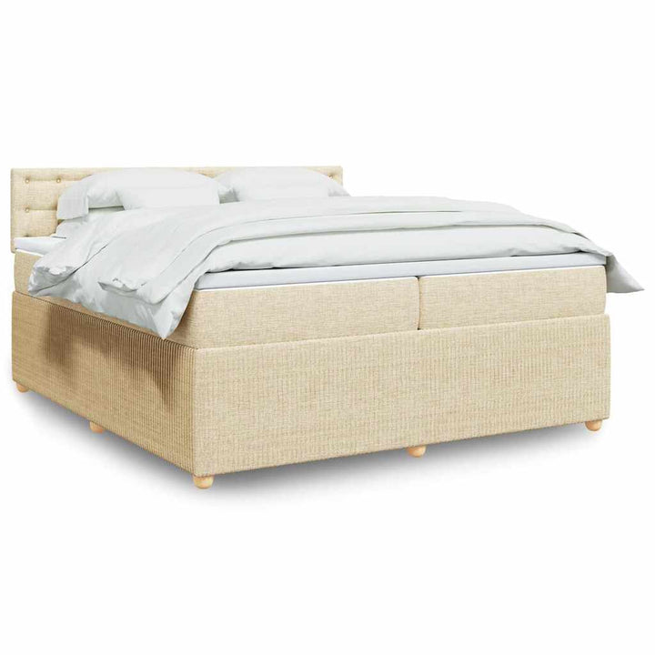 kontinentalseng med madras 200x200 cm stof cremefarvet