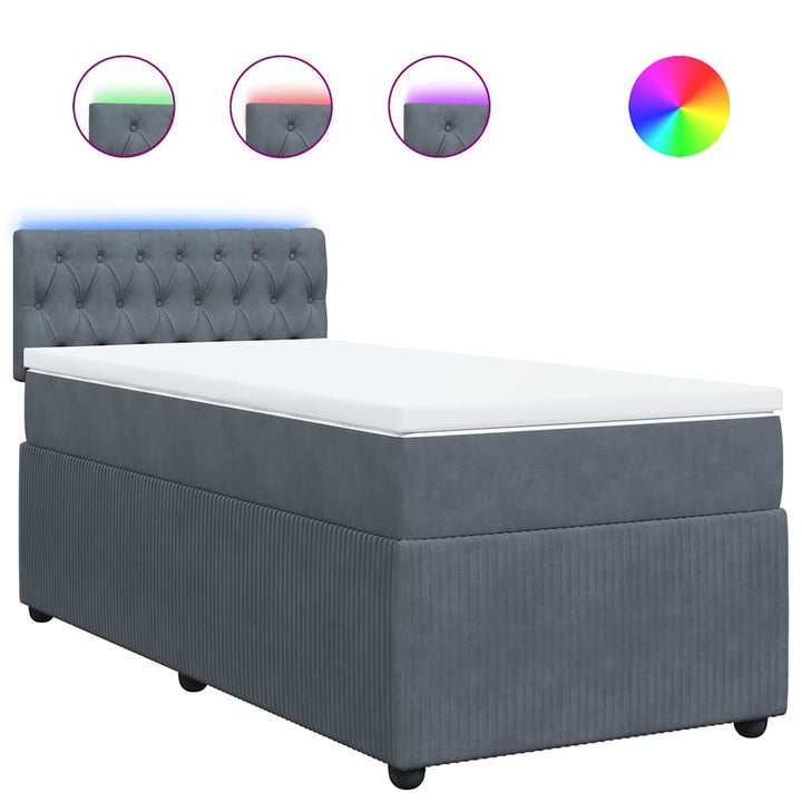 kontinentalseng med madras 80x200 cm fløjl mørkegrå