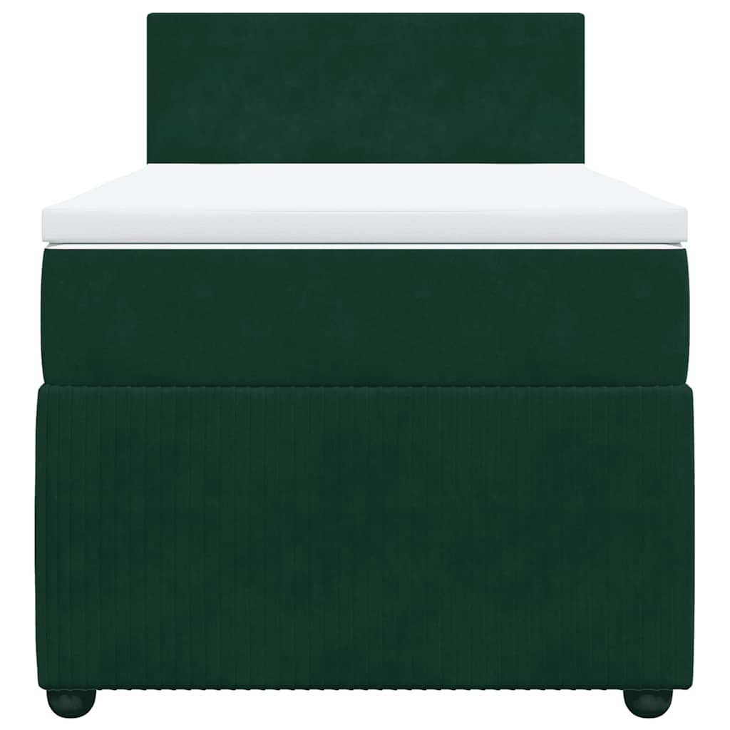 kontinentalseng med madras 90x190 cm fløjl mørkegrøn