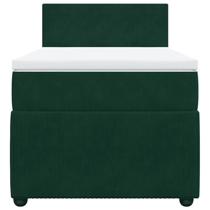 kontinentalseng med madras 90x190 cm fløjl mørkegrøn