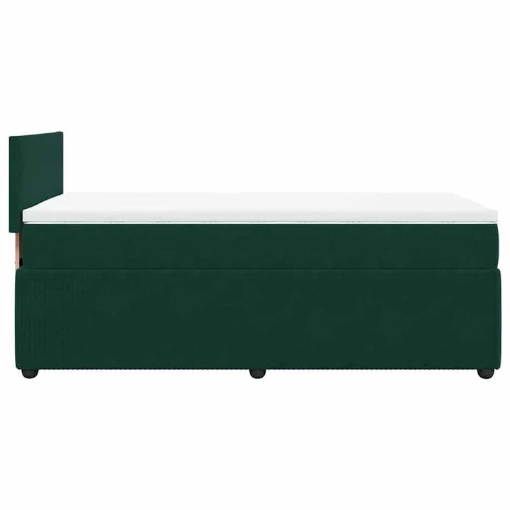 kontinentalseng med madras 90x190 cm fløjl mørkegrøn