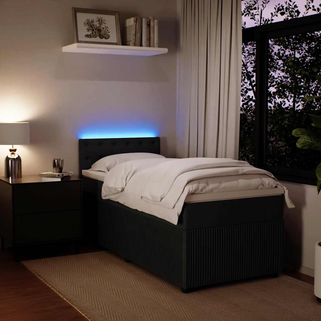 kontinentalseng med madras 90x190 cm fløjl sort