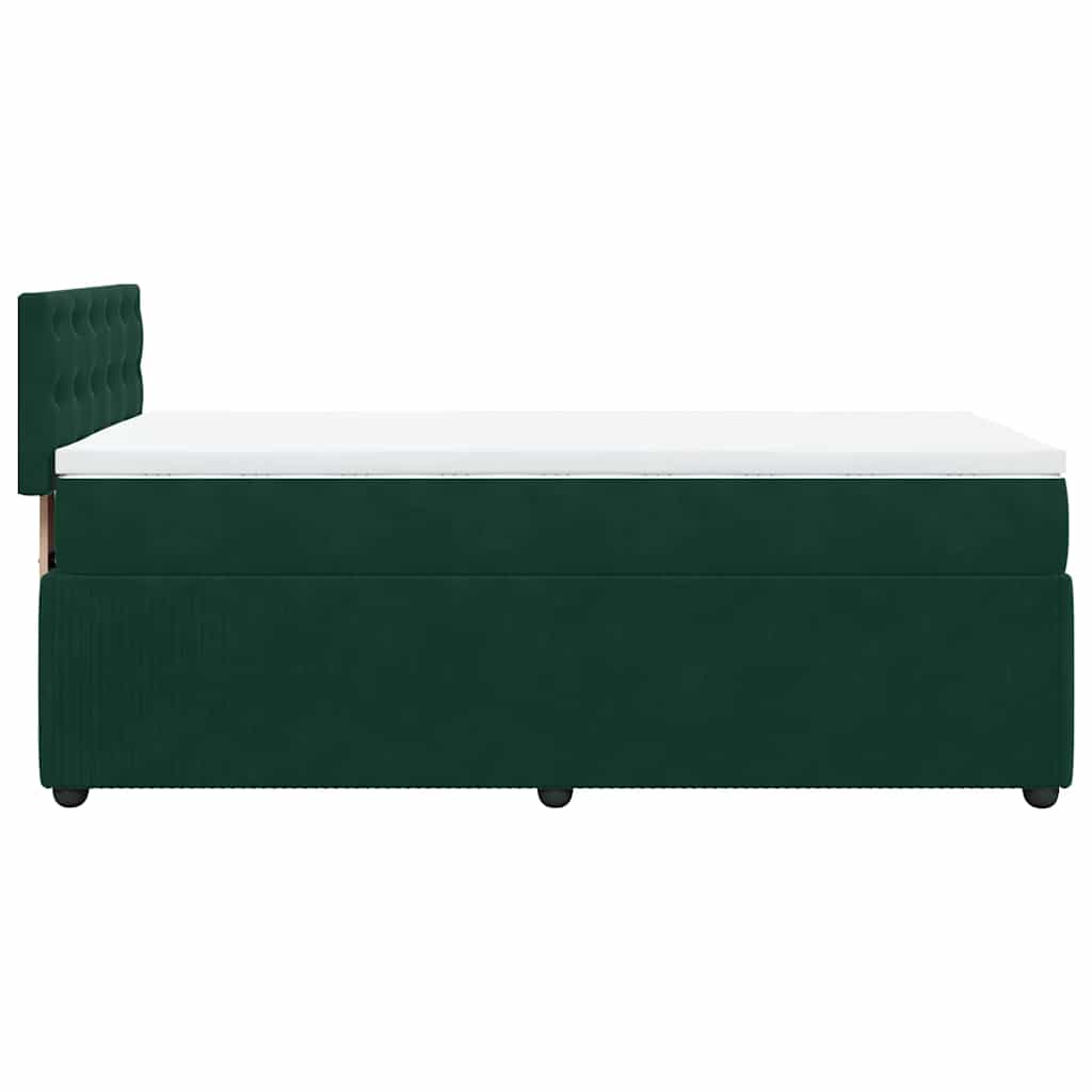 kontinentalseng med madras 90x190 cm fløjl mørkegrøn