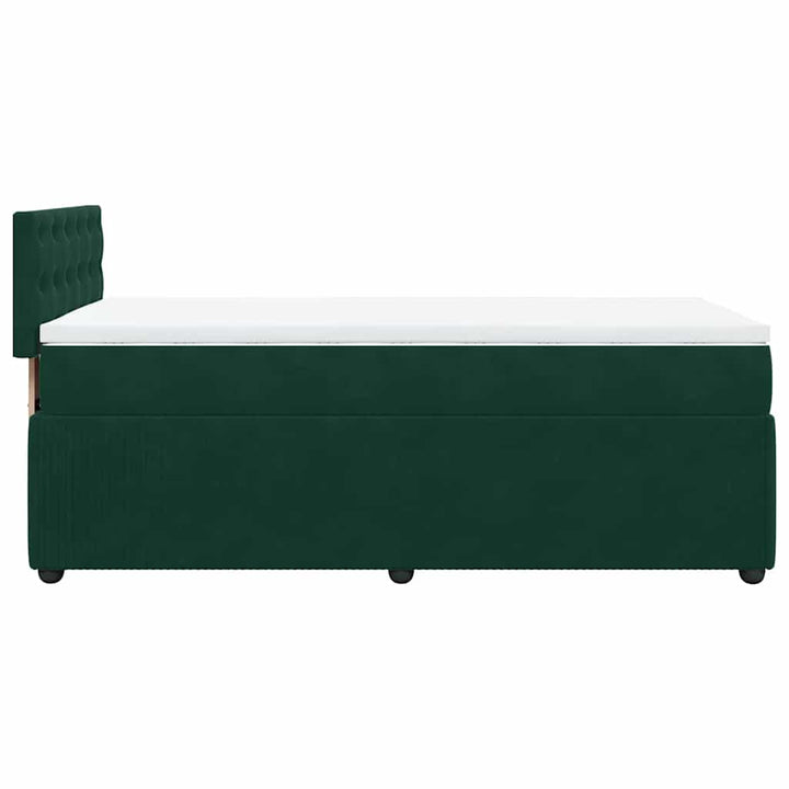 kontinentalseng med madras 90x190 cm fløjl mørkegrøn