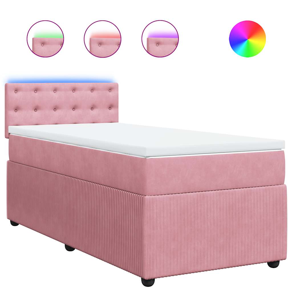 kontinentalseng med madras 90x190 cm fløjl pink