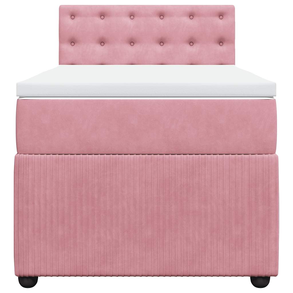 kontinentalseng med madras 90x190 cm fløjl pink