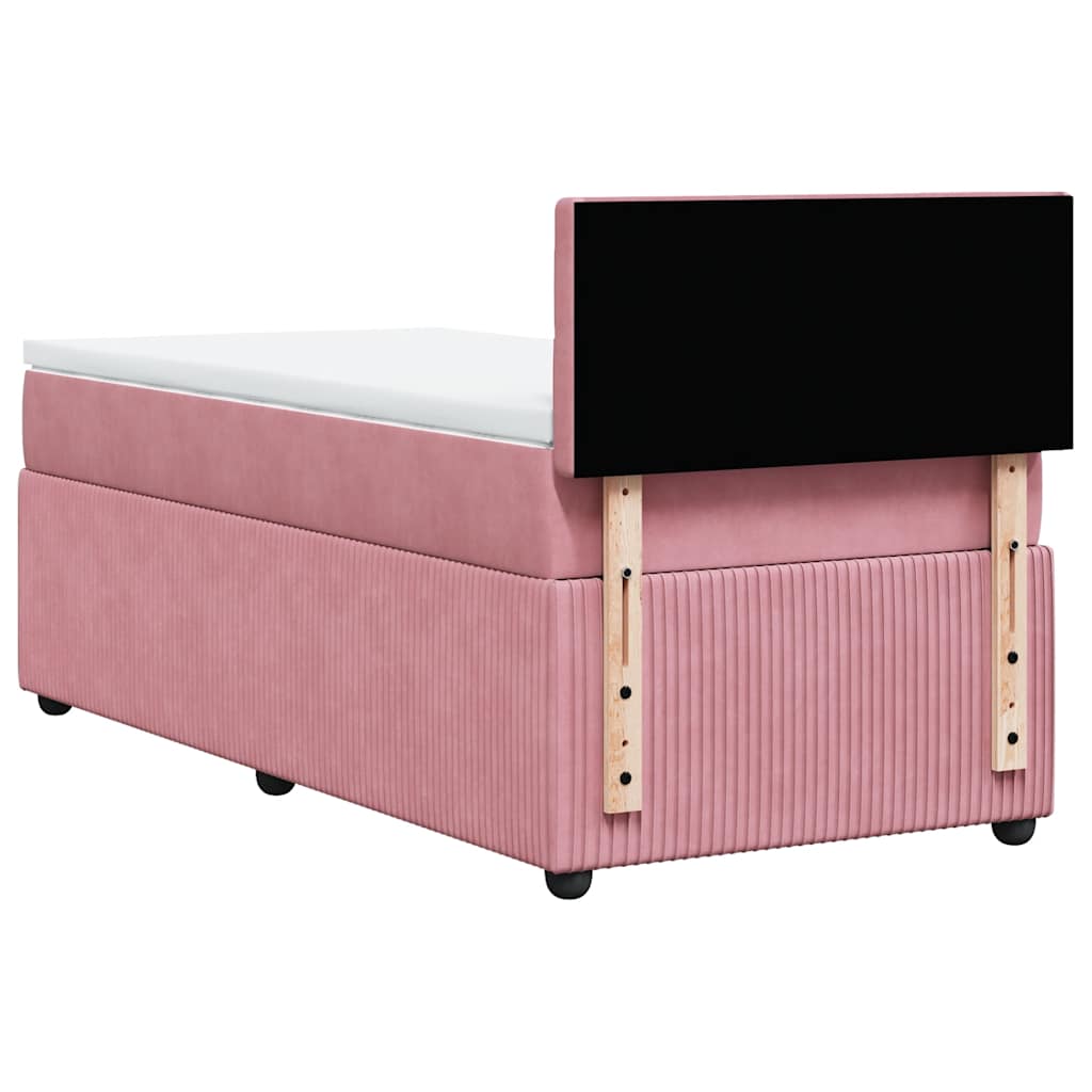 kontinentalseng med madras 90x190 cm fløjl pink