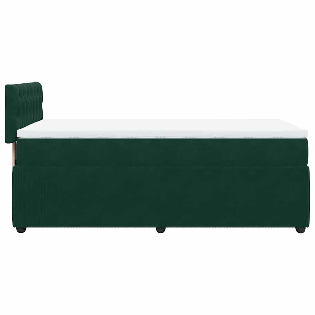 kontinentalseng med madras 90x190 cm fløjl mørkegrøn