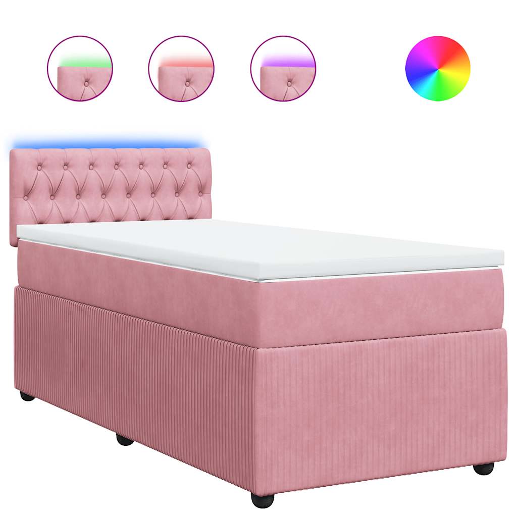 kontinentalseng med madras 90x190 cm fløjl pink