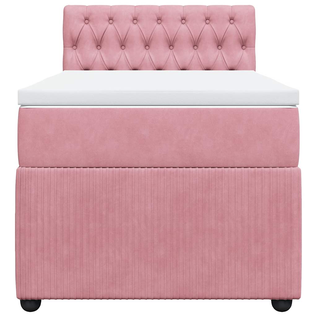 kontinentalseng med madras 90x190 cm fløjl pink