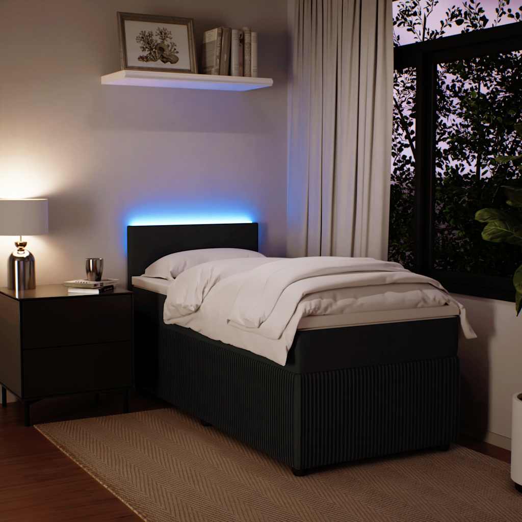 kontinentalseng med madras 90x200 cm fløjl sort