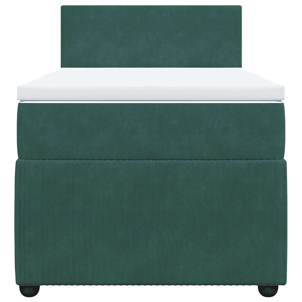 kontinentalseng med madras 90x200 cm fløjl mørkegrøn