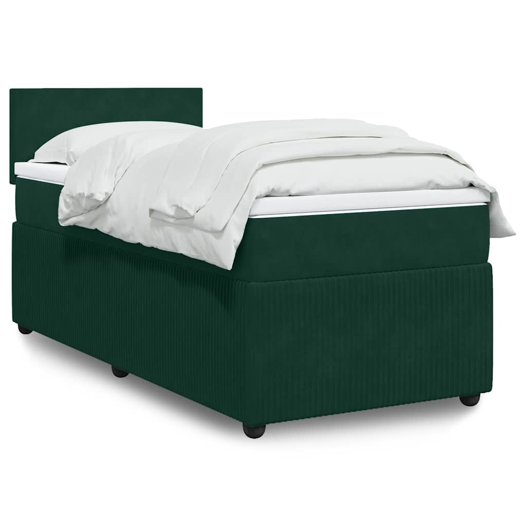 kontinentalseng med madras 90x200 cm fløjl mørkegrøn