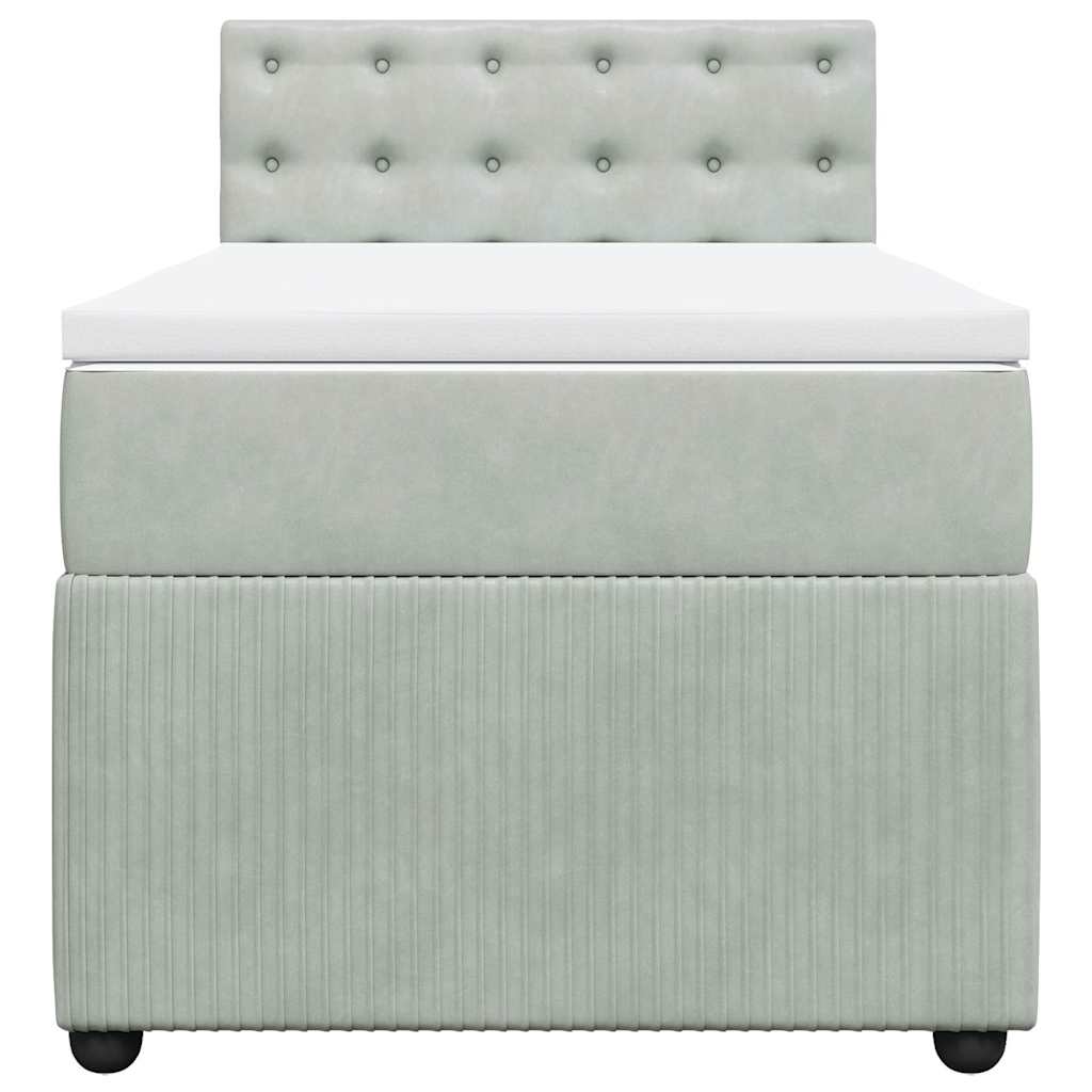 kontinentalseng med madras 90x200cm fløjl lysegrå